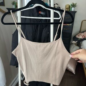 American Eagle Outfitters Beige-Pink Ribbed Camisole